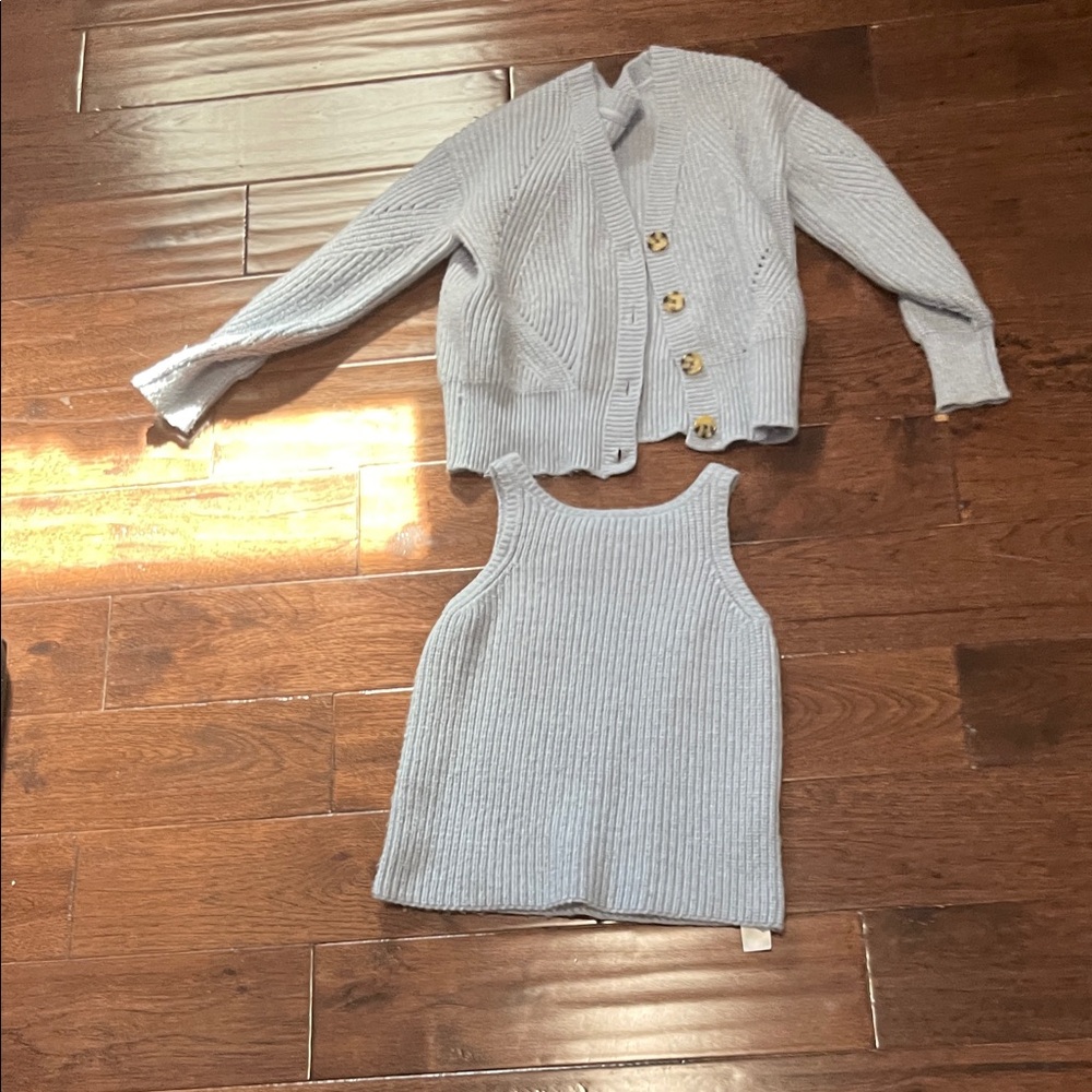 Primark Light Blue Knit Cardigan and Tank Set